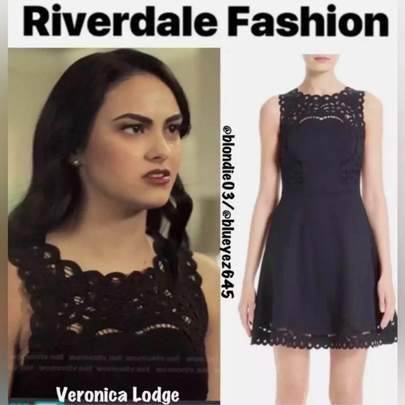 Ted Baker Verony Embroidered Scallop Edge Dress LBD Chic ASO Riverdale Sz 1 US 4 - Picture 4 of 13